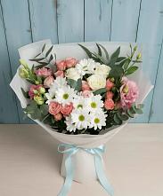 Букет цветов из:  Розы, Лизиантусы и Хризантемы #REPLACE_PRED# Наволоках