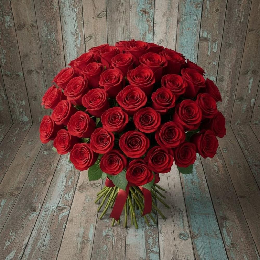 Букет 55 Красных роз Фридом в Наволоках