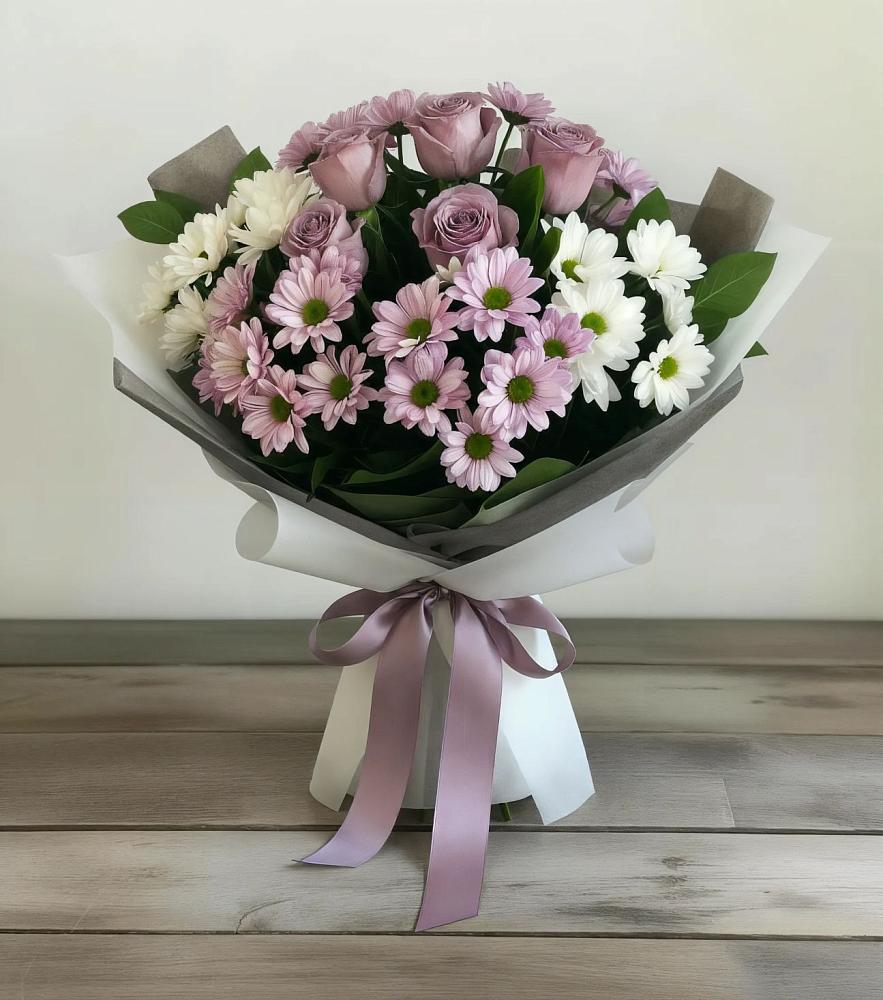 Букет цветов из: Хризантемы и Розы в Наволоках