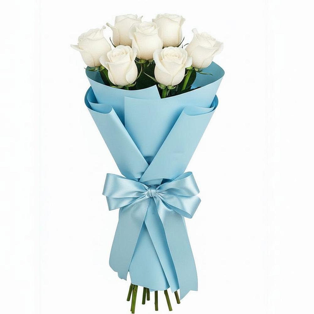 Букет 7 белых роз Проуд в Наволоках