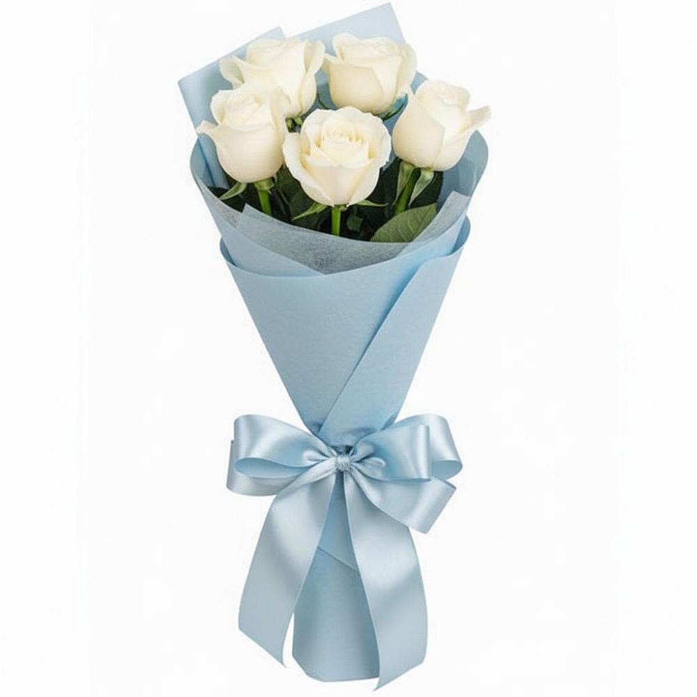 Букет 5 Белых роз Проуд в Наволоках