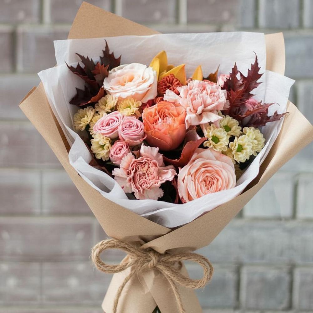 Букет цветов из: Гвоздики, Хризантемы и Розы в Наволоках