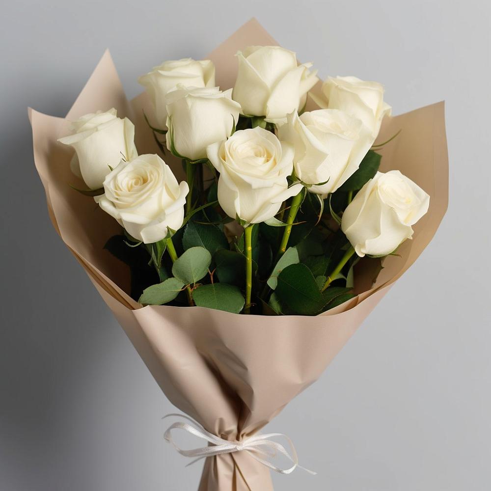 Букет 9 Белых роз Эдлесс Лав в Наволоках