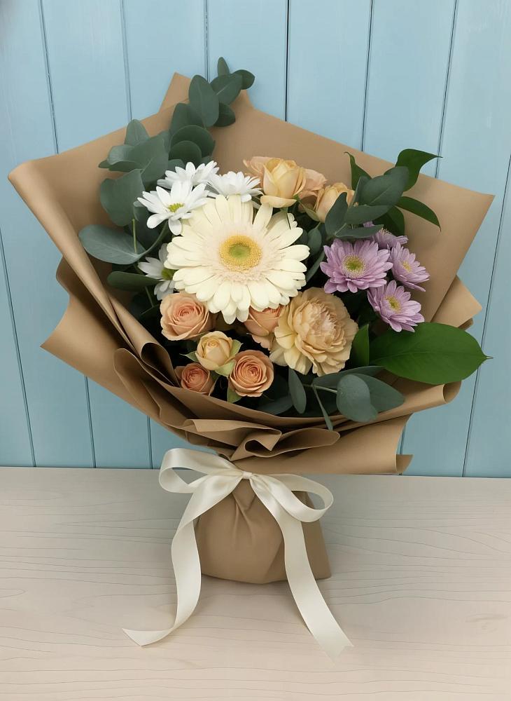 Букет цветов из: Герберы и Хризантемы в Наволоках