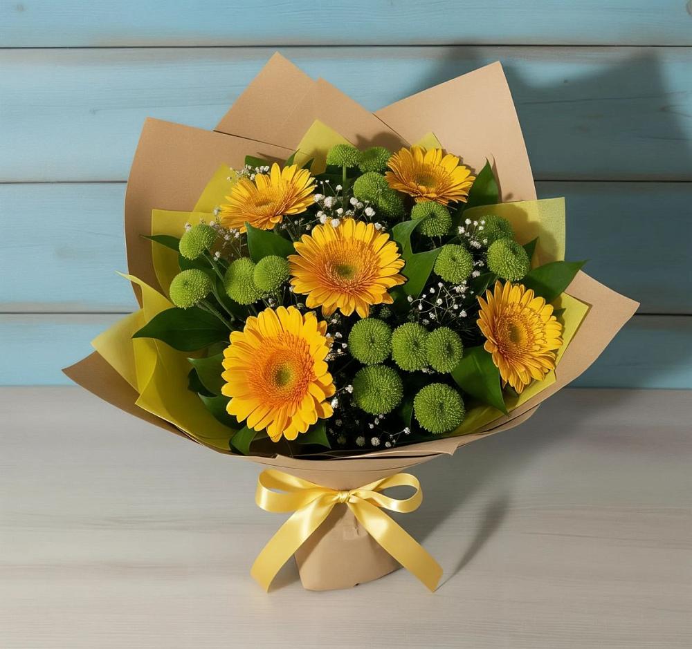 Букет цветов из: Герберы и Хризантемы в Наволоках