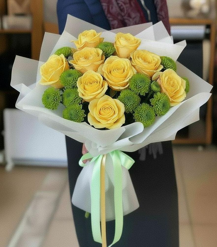 Букет цветов из: Хризантемы и Розы в Наволоках