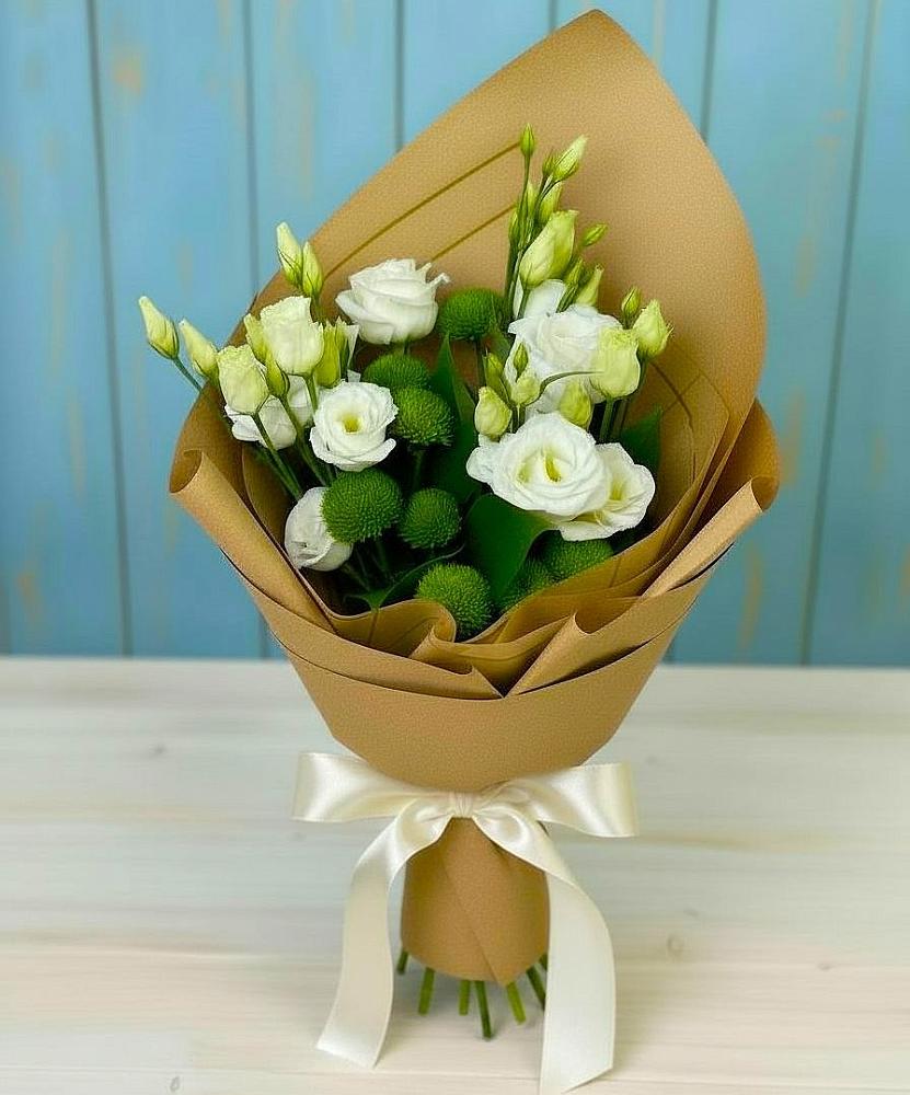 Букет цветов из: Хризантемы и Лизиантусы в Наволоках