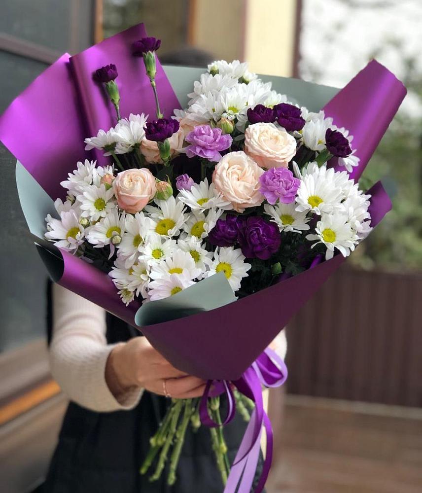 Букет цветов из: Хризантемы, Гвоздики и Розы в Наволоках