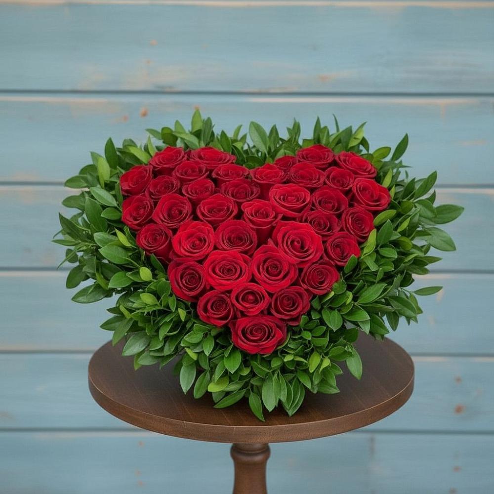 Цветочная композиция из Розы в виде сердца в Наволоках