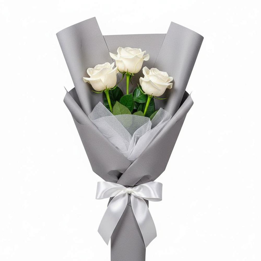 Букет 3 белые розы в Наволоках
