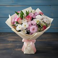 Букет цветов из:  Хризантемы, Альстромерии и Розы в Наволоках