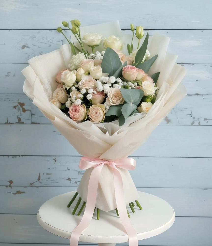 Букет цветов из: Розы и Лизиантусы в Наволоках