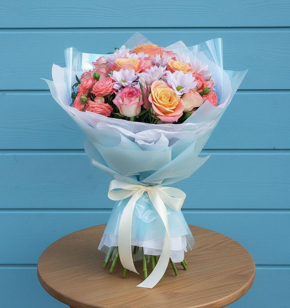 Букет цветов из: Хризантемы и Розы в Наволоках