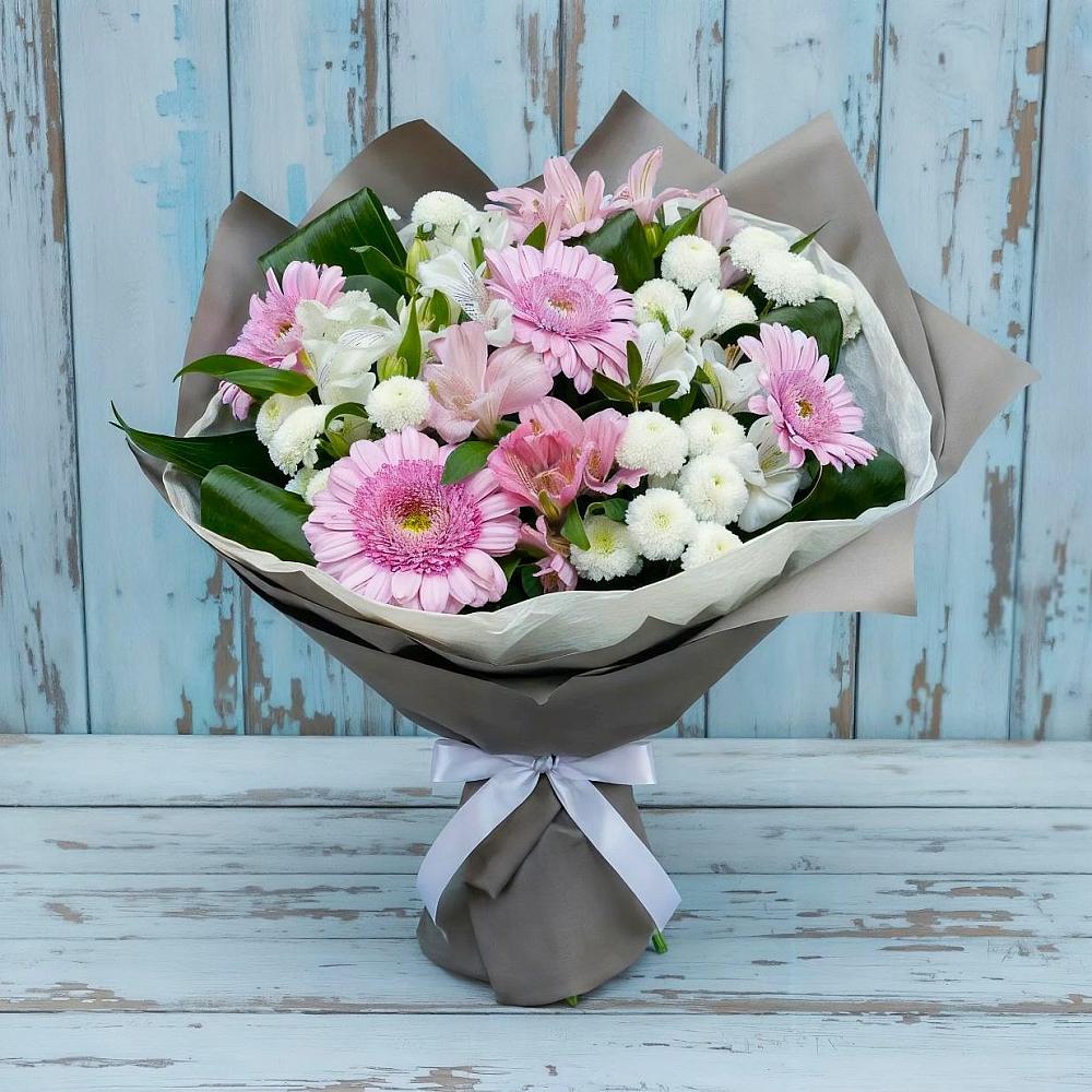 Букет цветов из: Герберы, Альстромерии и Хризантемы в Наволоках